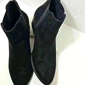 Sprit Womens boots sz 8.5M black suede ankle zipper  blocked heels western Paded